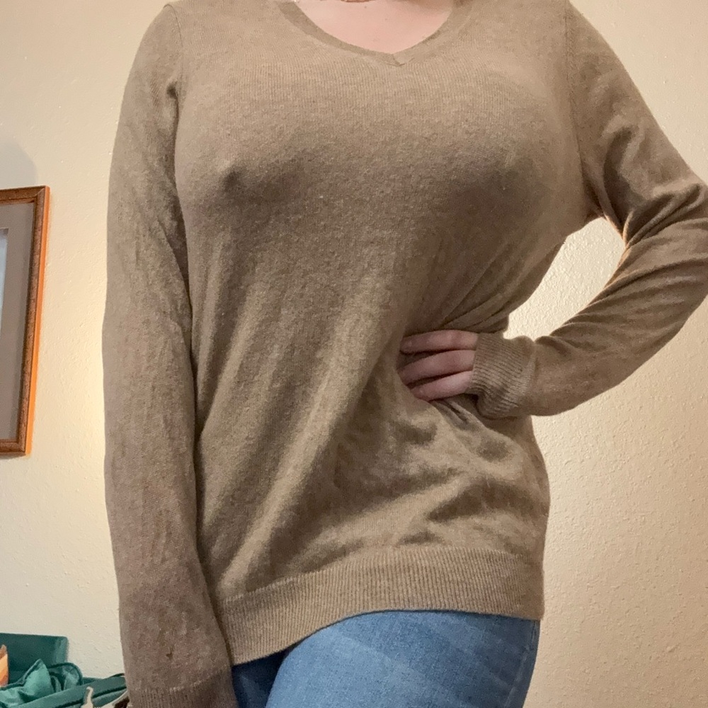 Charter Club 50% Cashmere 50% Wool Camel Beige Brown Tan Sweater Plus 1X